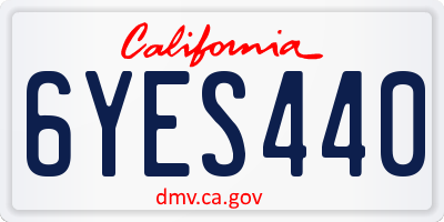 CA license plate 6YES440