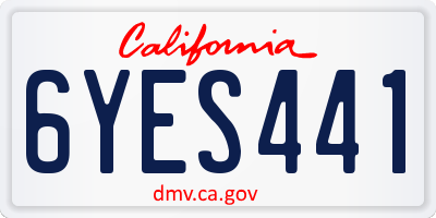 CA license plate 6YES441