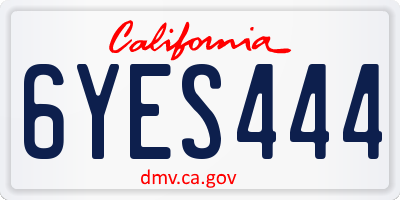 CA license plate 6YES444