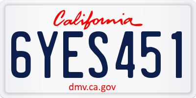 CA license plate 6YES451