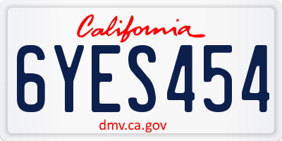 CA license plate 6YES454