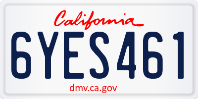 CA license plate 6YES461