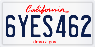CA license plate 6YES462