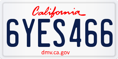 CA license plate 6YES466