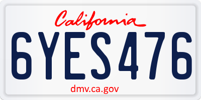 CA license plate 6YES476