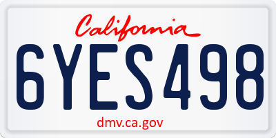 CA license plate 6YES498