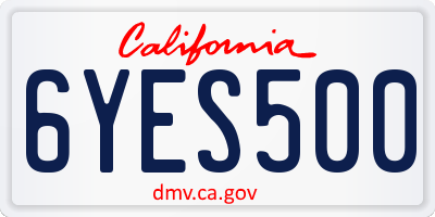 CA license plate 6YES500