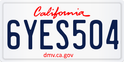 CA license plate 6YES504