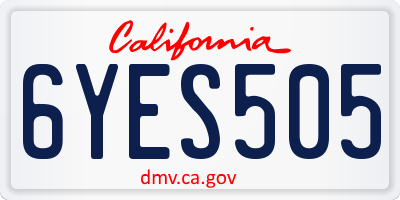 CA license plate 6YES505
