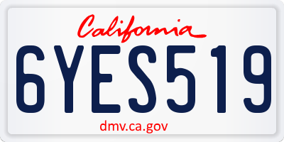 CA license plate 6YES519