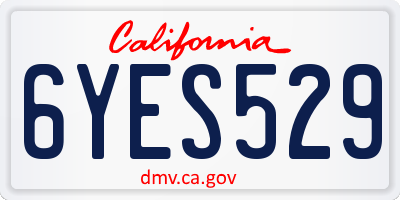 CA license plate 6YES529