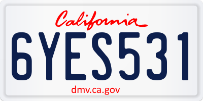 CA license plate 6YES531