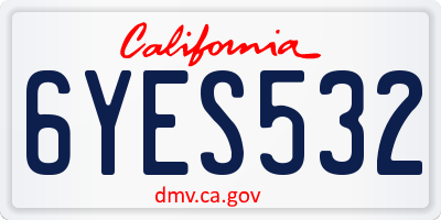 CA license plate 6YES532