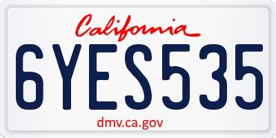 CA license plate 6YES535