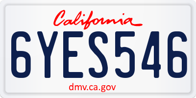 CA license plate 6YES546