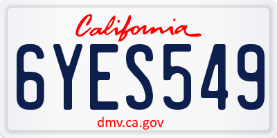 CA license plate 6YES549