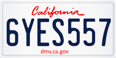 CA license plate 6YES557