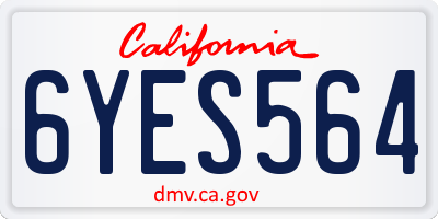 CA license plate 6YES564