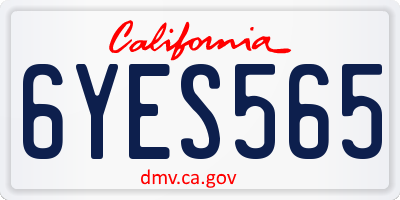 CA license plate 6YES565