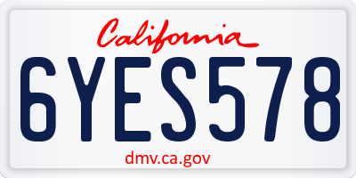 CA license plate 6YES578