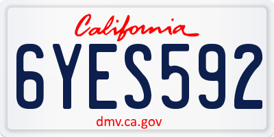 CA license plate 6YES592