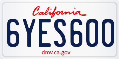 CA license plate 6YES600