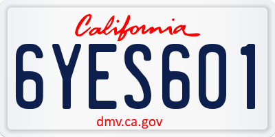 CA license plate 6YES601