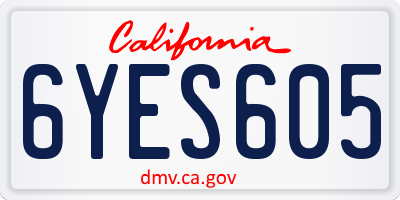 CA license plate 6YES605