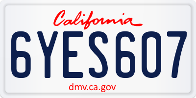 CA license plate 6YES607