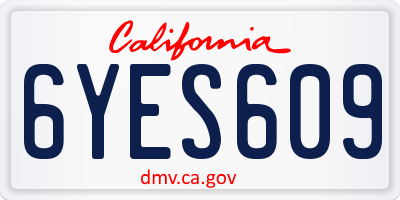 CA license plate 6YES609