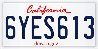 CA license plate 6YES613