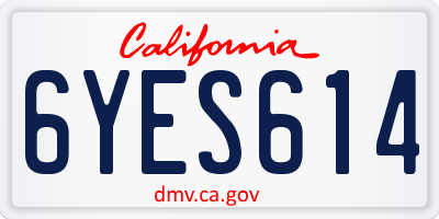 CA license plate 6YES614