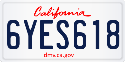 CA license plate 6YES618