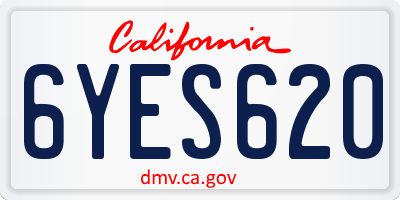 CA license plate 6YES620