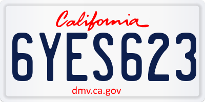CA license plate 6YES623