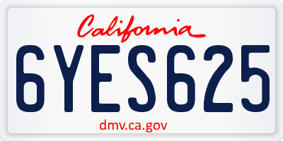 CA license plate 6YES625