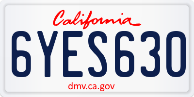CA license plate 6YES630