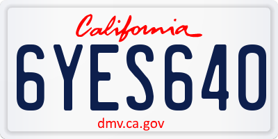 CA license plate 6YES640