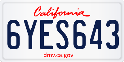 CA license plate 6YES643