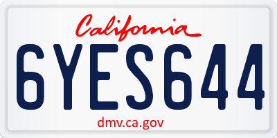 CA license plate 6YES644