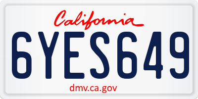 CA license plate 6YES649