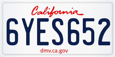 CA license plate 6YES652