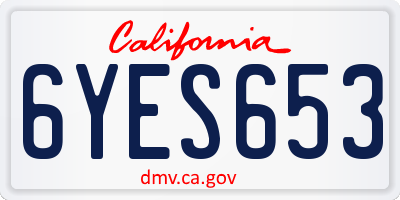 CA license plate 6YES653