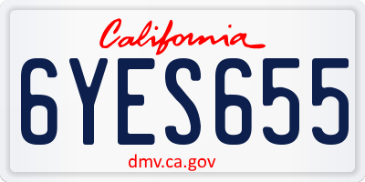 CA license plate 6YES655