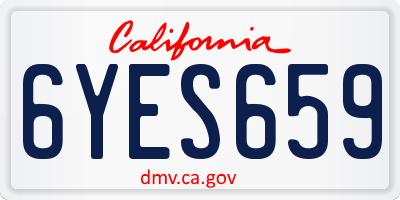 CA license plate 6YES659