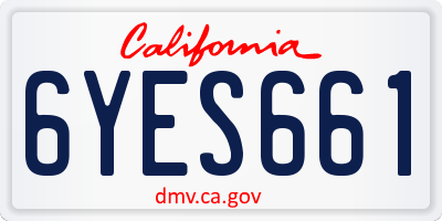 CA license plate 6YES661