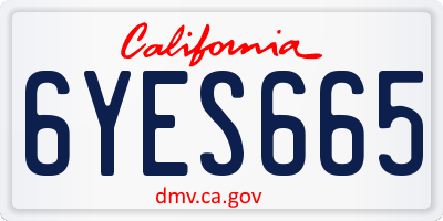 CA license plate 6YES665