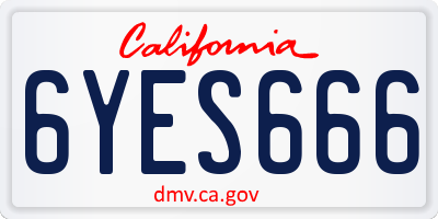 CA license plate 6YES666