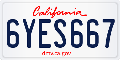 CA license plate 6YES667