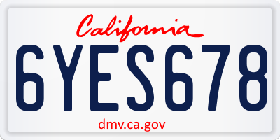 CA license plate 6YES678